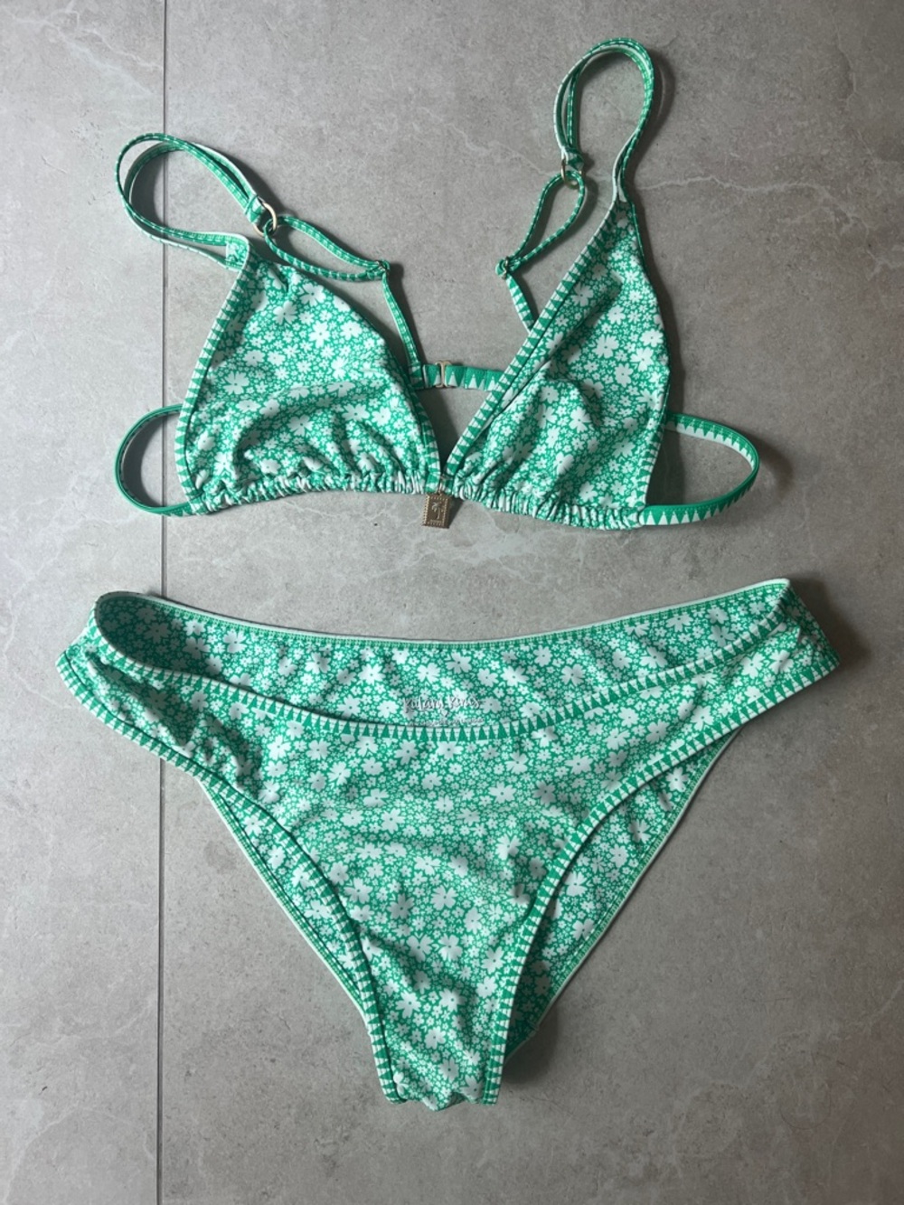 Kulani kinis Green Floral Bikini Set